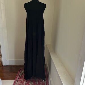 Women's Black Maxi Dress - Sleeveless Elegant Scoop Neck